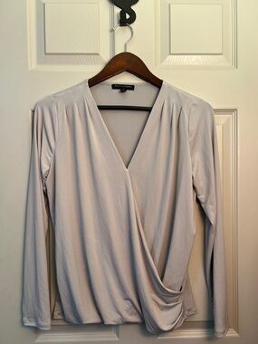 Banana Republic Light Grey Wrap Blouse